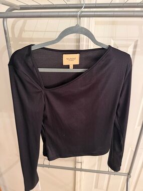 Black Asymmetric Long-Sleeve Top